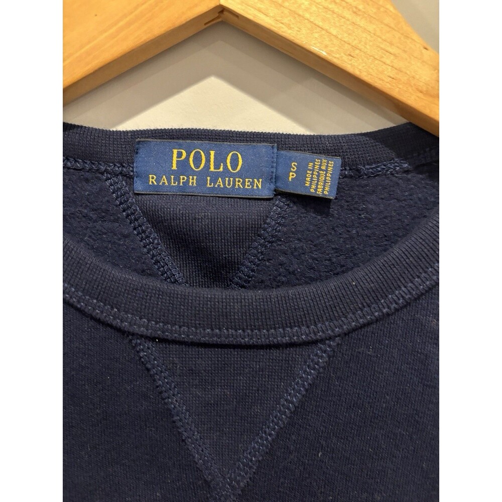 Polo Ralph Lauren Bear Sweatshirt Letterman Jacket Navy Size Small Rare - Picture 3 of 5